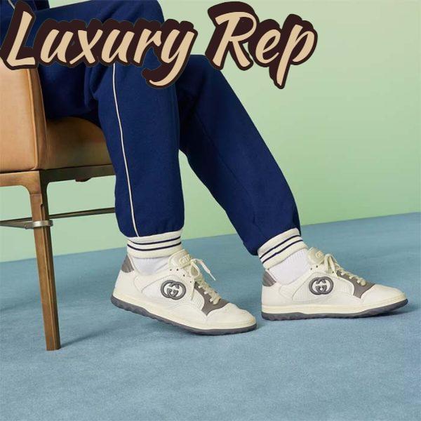 Replica Gucci Unisex GG MAC80 Sneaker Off White Grey Leather Round Toe Rubber Flat 13