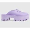 Replica Gucci GG Women Platform Perforated G Sandal Lilac Perforated GG Rubber