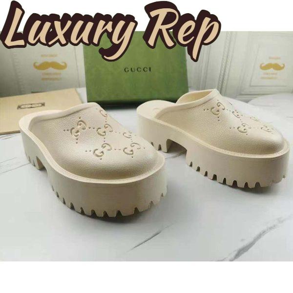 Replica Gucci GG Women Platform Perforated G Sandal White Perforated GG Rubber 4