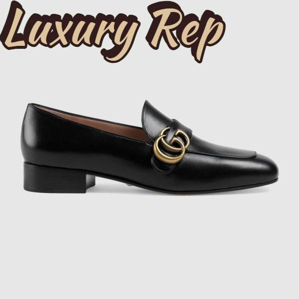 Replica Gucci GG Women’s Loafer with Double G Black Leather 2.5 cm Heel