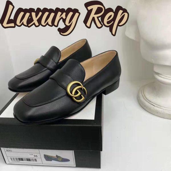 Replica Gucci GG Women’s Loafer with Double G Black Leather 2.5 cm Heel 4