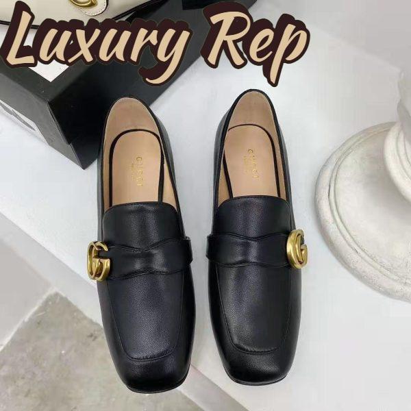 Replica Gucci GG Women’s Loafer with Double G Black Leather 2.5 cm Heel 5