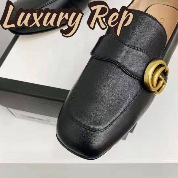 Replica Gucci GG Women’s Loafer with Double G Black Leather 2.5 cm Heel 11