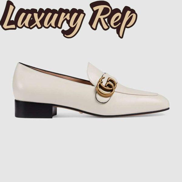 Replica Gucci GG Women’s Loafer with Double G White Leather 2.5 cm Heel 2