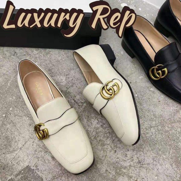 Replica Gucci GG Women’s Loafer with Double G White Leather 2.5 cm Heel 3