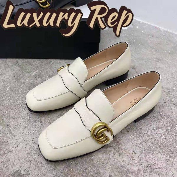 Replica Gucci GG Women’s Loafer with Double G White Leather 2.5 cm Heel 4