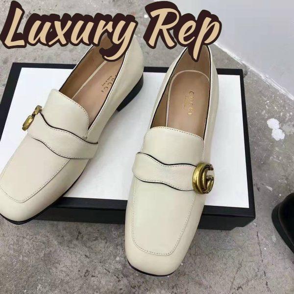 Replica Gucci GG Women’s Loafer with Double G White Leather 2.5 cm Heel 5