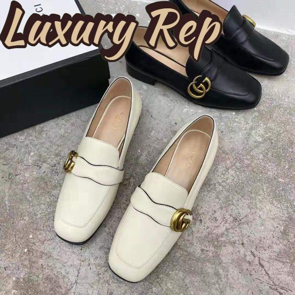 Replica Gucci GG Women’s Loafer with Double G White Leather 2.5 cm Heel 6