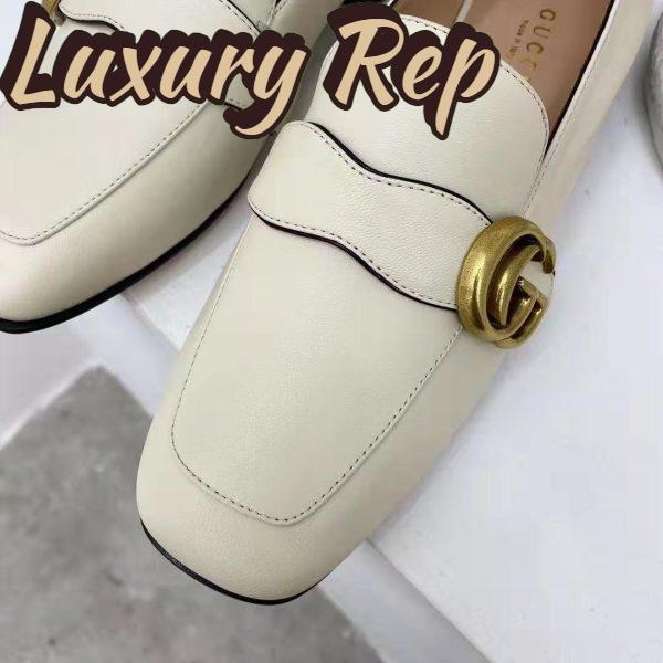 Replica Gucci GG Women’s Loafer with Double G White Leather 2.5 cm Heel 9
