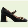 Replica Gucci GG Women’s Mid-Heel Slide Sandal Brown Fabric Horsebit 5.6 Cm Heel 16