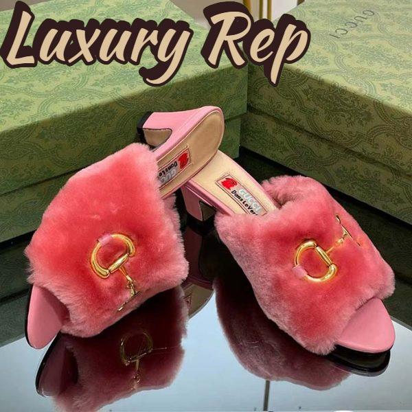 Replica Gucci GG Women’s Mid-Heel Slide Sandal Pink Fabric Horsebit 5.6 Cm Heel 11