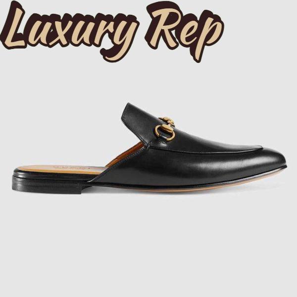 Replica Gucci Men Leather Horsebit Slipper 1.3 cm Heel-Black