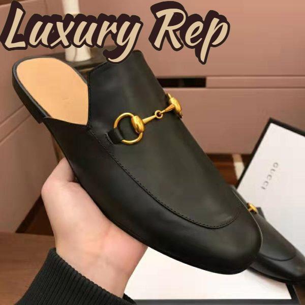 Replica Gucci Men Leather Horsebit Slipper 1.3 cm Heel-Black 5