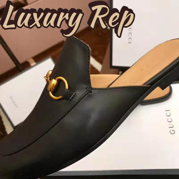 Replica Gucci Men Leather Horsebit Slipper 1.3 cm Heel-Black 7