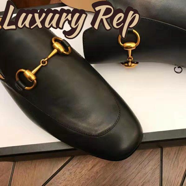 Replica Gucci Men Leather Horsebit Slipper 1.3 cm Heel-Black 8