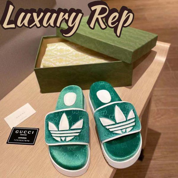Replica Gucci Unisex Adidas x Gucci GG Platform Sandal Green GG Cotton Sponge 5