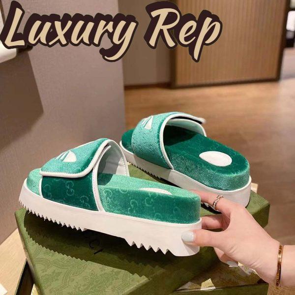 Replica Gucci Unisex Adidas x Gucci GG Platform Sandal Green GG Cotton Sponge 12