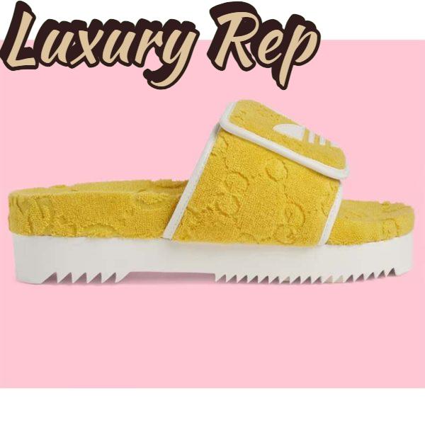 Replica Gucci Unisex Adidas x Gucci GG Platform Sandal Yellow GG Cotton Sponge 2