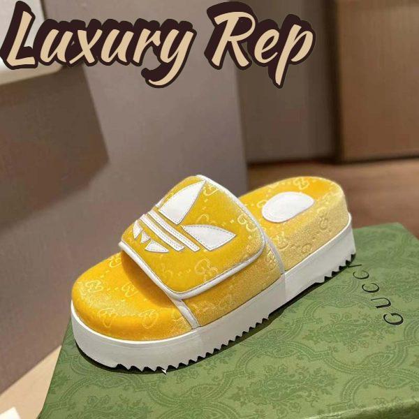 Replica Gucci Unisex Adidas x Gucci GG Platform Sandal Yellow GG Cotton Sponge 3