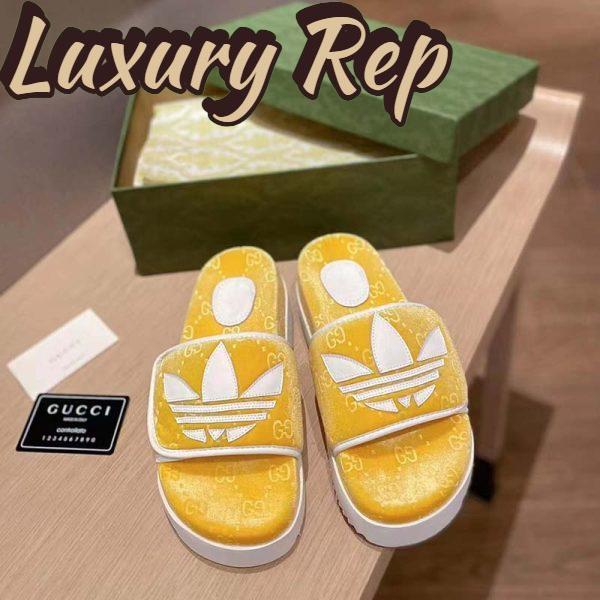 Replica Gucci Unisex Adidas x Gucci GG Platform Sandal Yellow GG Cotton Sponge 4