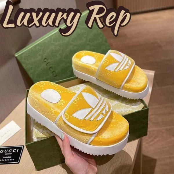 Replica Gucci Unisex Adidas x Gucci GG Platform Sandal Yellow GG Cotton Sponge 5