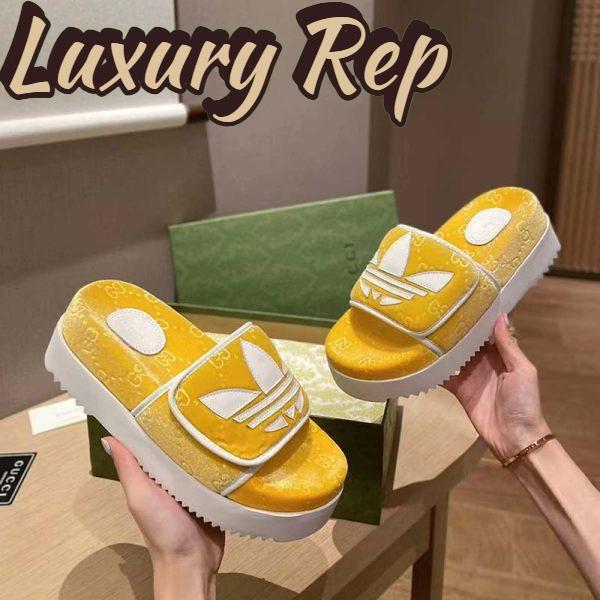 Replica Gucci Unisex Adidas x Gucci GG Platform Sandal Yellow GG Cotton Sponge 8