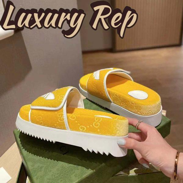 Replica Gucci Unisex Adidas x Gucci GG Platform Sandal Yellow GG Cotton Sponge 9