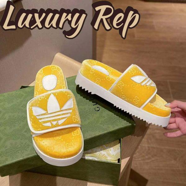 Replica Gucci Unisex Adidas x Gucci GG Platform Sandal Yellow GG Cotton Sponge 10