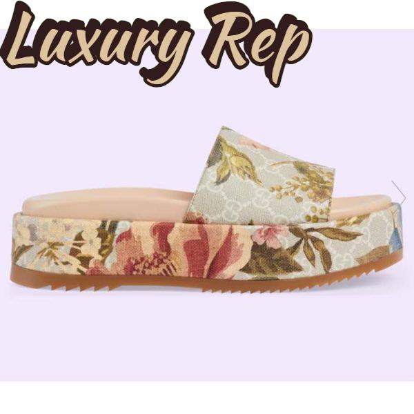 Replica Gucci Unisex GG Flora Slide Sandal Multicolored Supreme Print Canvas Low Heel
