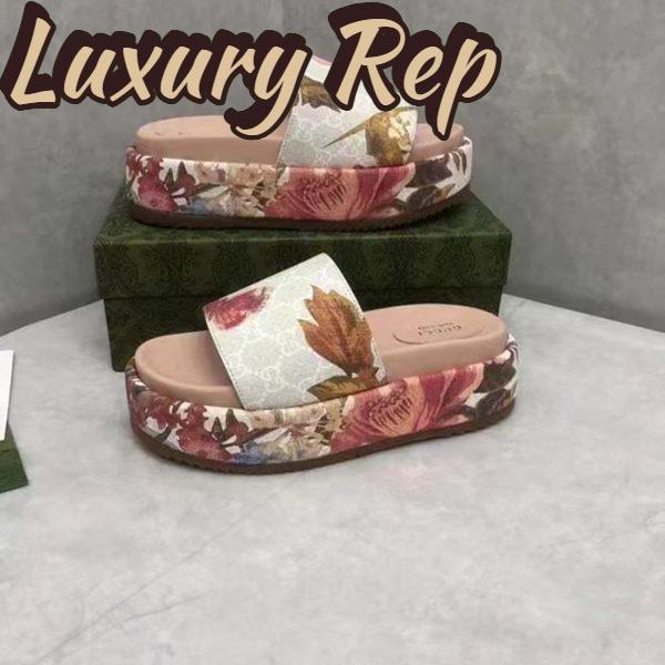 Replica Gucci Unisex GG Flora Slide Sandal Multicolored Supreme Print Canvas Low Heel 4