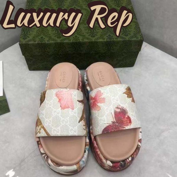 Replica Gucci Unisex GG Flora Slide Sandal Multicolored Supreme Print Canvas Low Heel 5