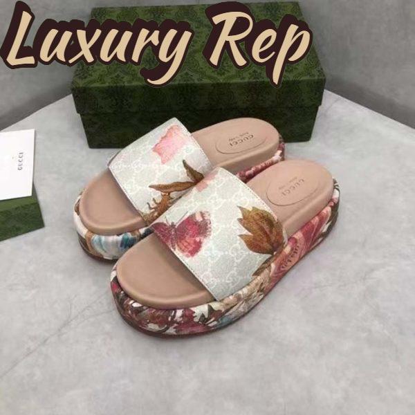 Replica Gucci Unisex GG Flora Slide Sandal Multicolored Supreme Print Canvas Low Heel 6