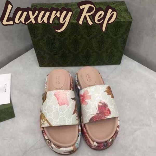 Replica Gucci Unisex GG Flora Slide Sandal Multicolored Supreme Print Canvas Low Heel 10