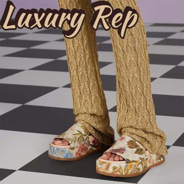 Replica Gucci Unisex GG Flora Slide Sandal Multicolored Supreme Print Canvas Low Heel 12