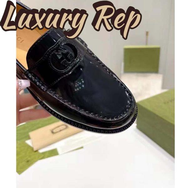 Replica Gucci Unisex GG Interlocking G Loafer Black Leather Sole Flat 1.5 CM Heel 9
