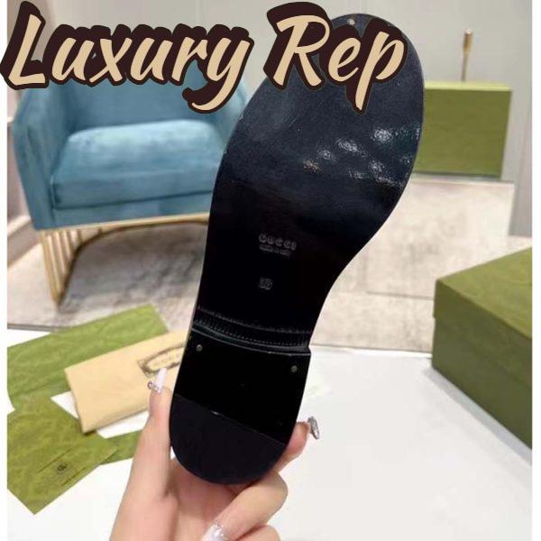 Replica Gucci Unisex GG Interlocking G Loafer Black Leather Sole Flat 1.5 CM Heel 10