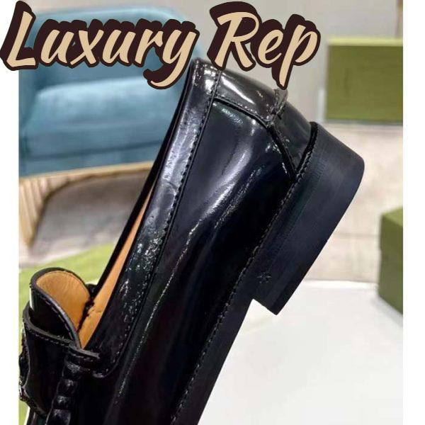 Replica Gucci Unisex GG Interlocking G Loafer Black Leather Sole Flat 1.5 CM Heel 11
