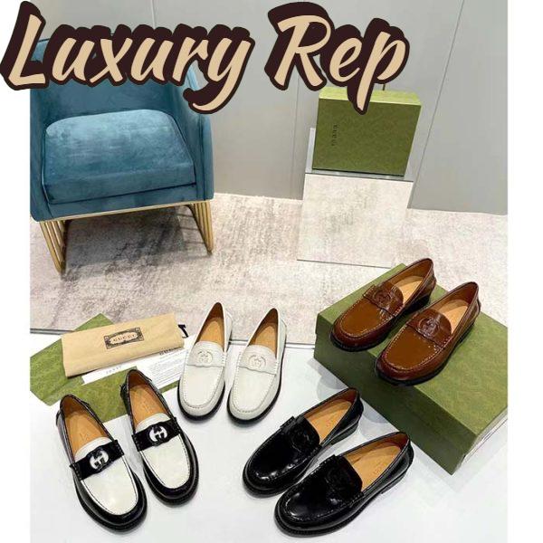 Replica Gucci Unisex GG Interlocking G Loafer Black Leather Sole Flat 1.5 CM Heel 12