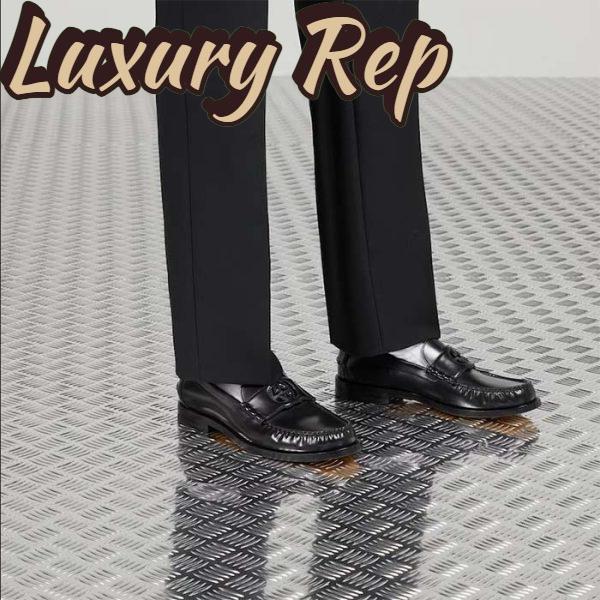 Replica Gucci Unisex GG Interlocking G Loafer Black Leather Sole Flat 1.5 CM Heel 13