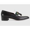 Replica Gucci Unisex GG Loafer Interlocking G Shiny Black Leather Studs Rubber Low Heel 12
