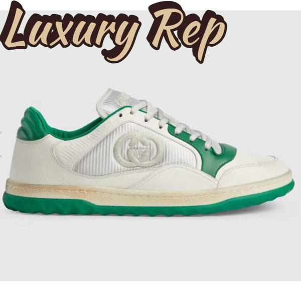 Replica Gucci Unisex GG MAC80 Sneaker Off White Green Leather Round Toe Rubber Flat 2