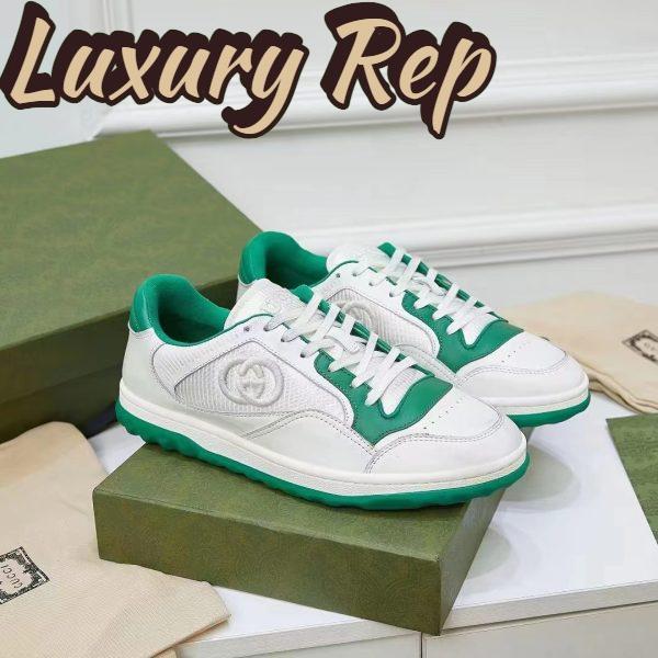 Replica Gucci Unisex GG MAC80 Sneaker Off White Green Leather Round Toe Rubber Flat 3