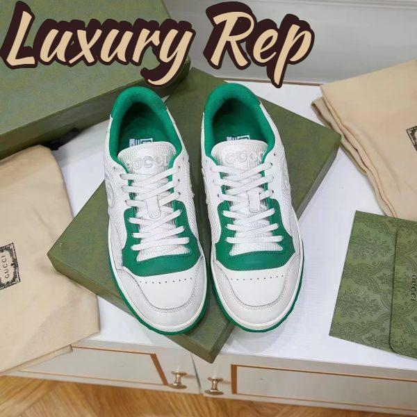 Replica Gucci Unisex GG MAC80 Sneaker Off White Green Leather Round Toe Rubber Flat 4