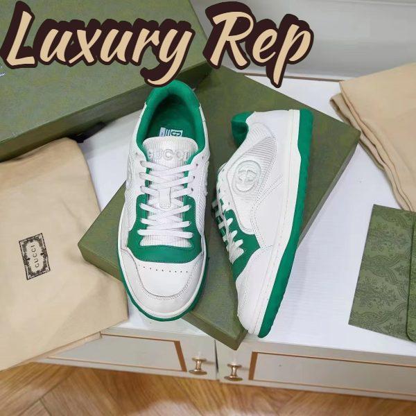 Replica Gucci Unisex GG MAC80 Sneaker Off White Green Leather Round Toe Rubber Flat 5