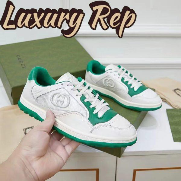Replica Gucci Unisex GG MAC80 Sneaker Off White Green Leather Round Toe Rubber Flat 6