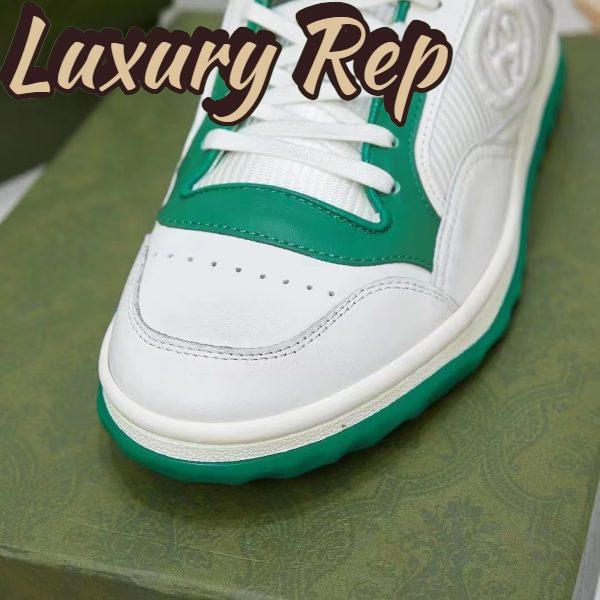 Replica Gucci Unisex GG MAC80 Sneaker Off White Green Leather Round Toe Rubber Flat 8