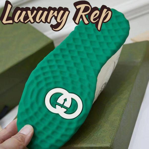 Replica Gucci Unisex GG MAC80 Sneaker Off White Green Leather Round Toe Rubber Flat 9