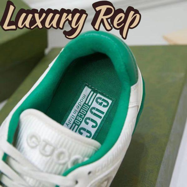 Replica Gucci Unisex GG MAC80 Sneaker Off White Green Leather Round Toe Rubber Flat 10