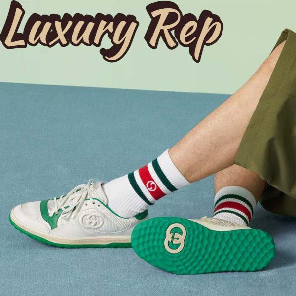 Replica Gucci Unisex GG MAC80 Sneaker Off White Green Leather Round Toe Rubber Flat 11