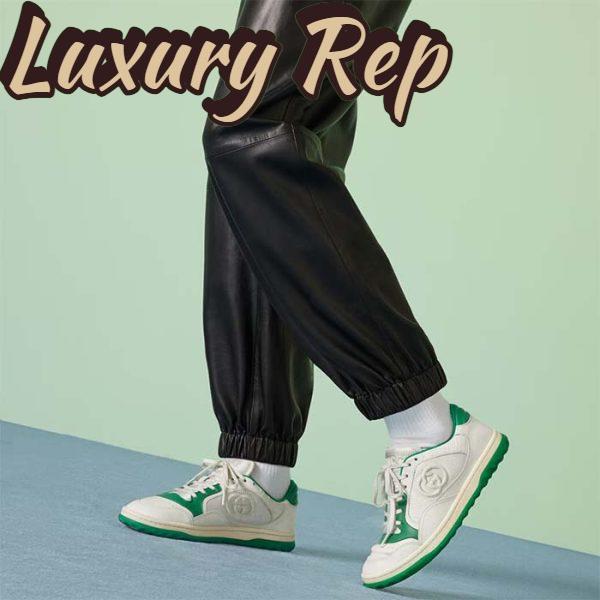 Replica Gucci Unisex GG MAC80 Sneaker Off White Green Leather Round Toe Rubber Flat 12